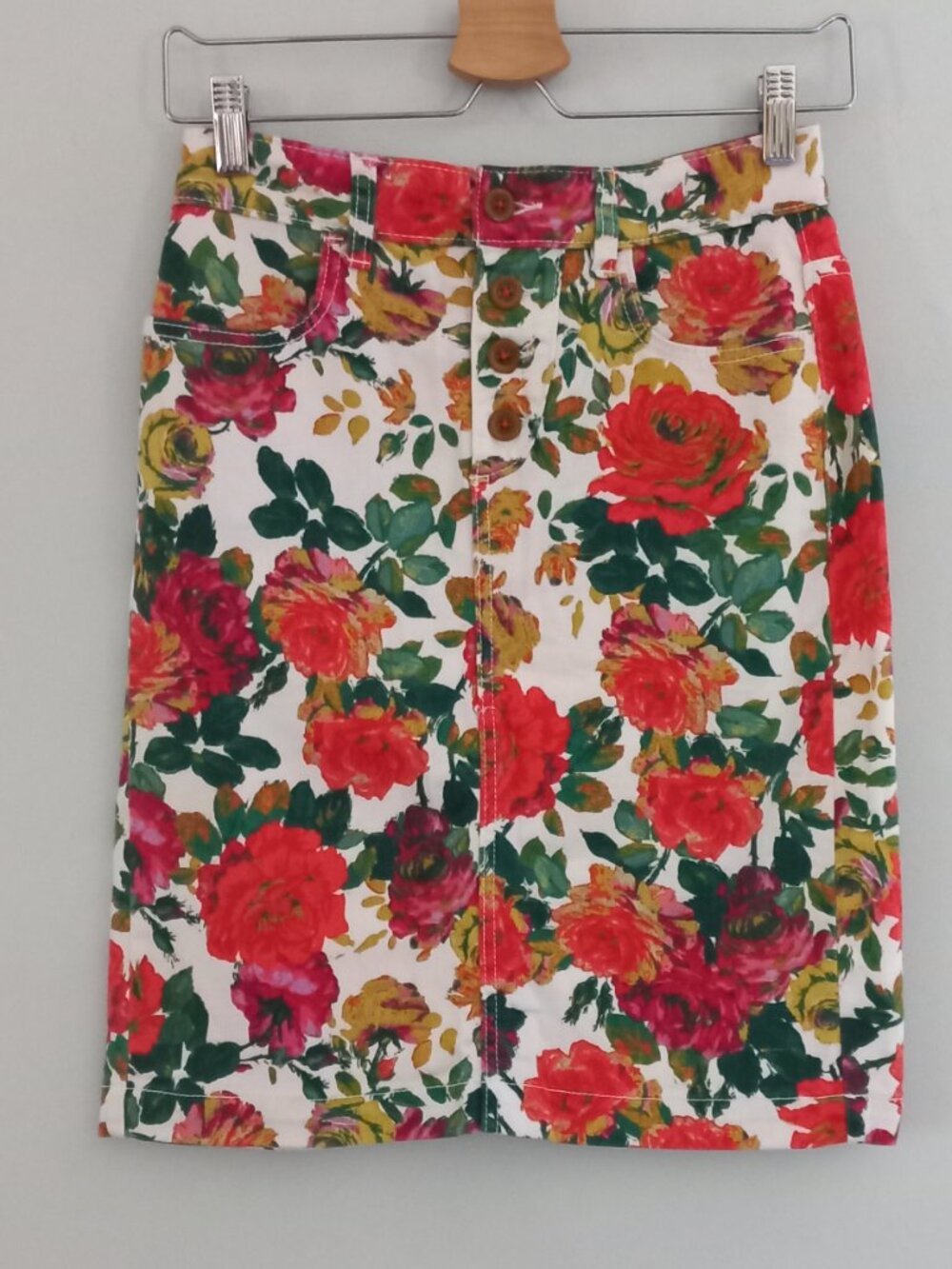 MAEVE ANTHROPOLOGIE floral print jean skirt style pencil skirt
